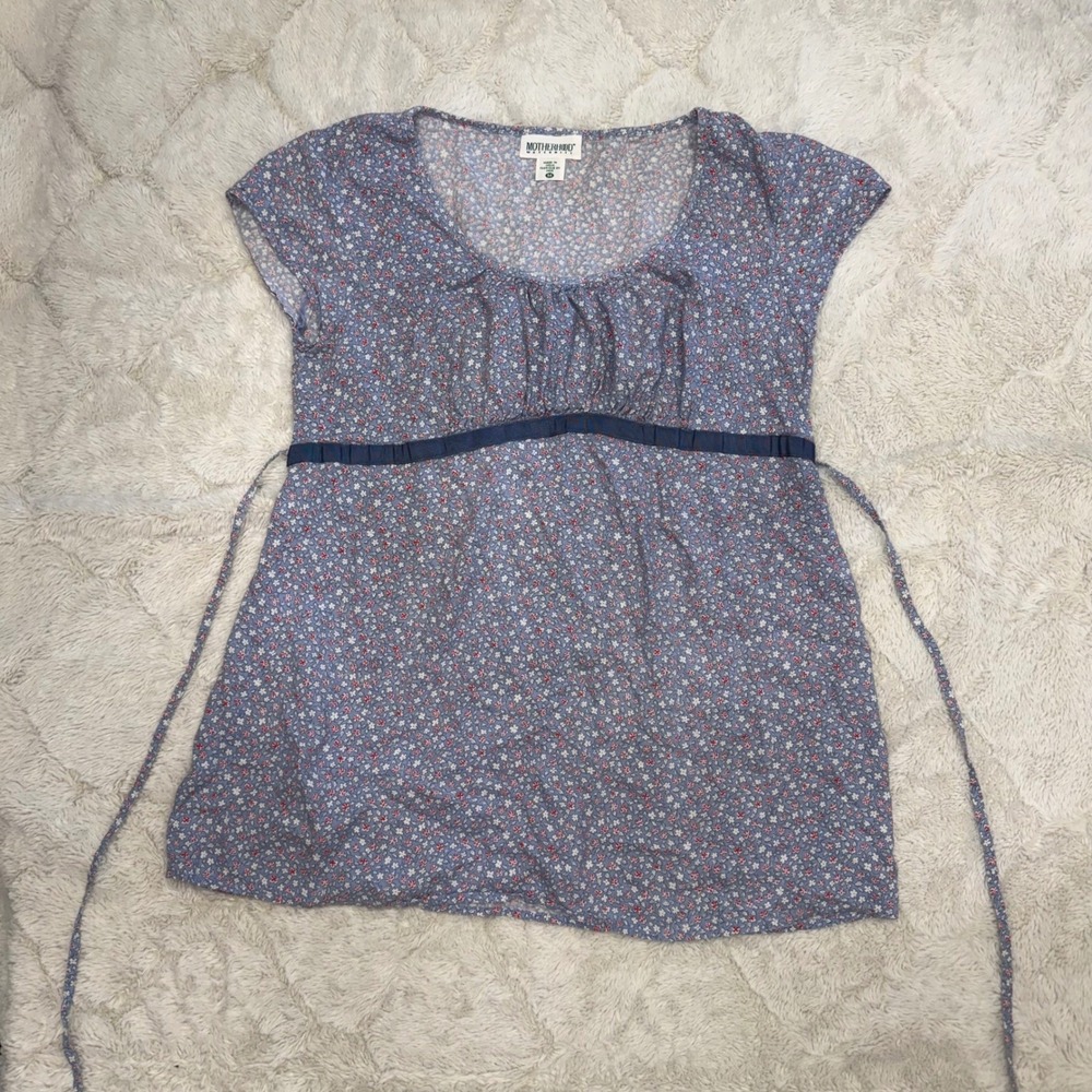Motherhood Maternity Tops Bundle Women M Blue Floral Empire Waist 2 Piece Lot